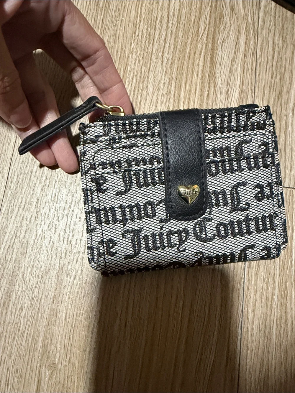 Juicy Couture Black & Cream Signature Script Satchel with Wallet